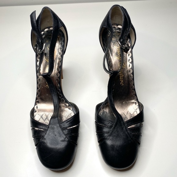 Y2K Juicy Couture T-Strap Black Leather Heels - Picture 4 of 9